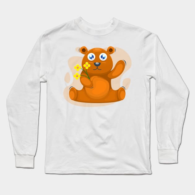 Bear with The Flower Long Sleeve T-Shirt by KLE!